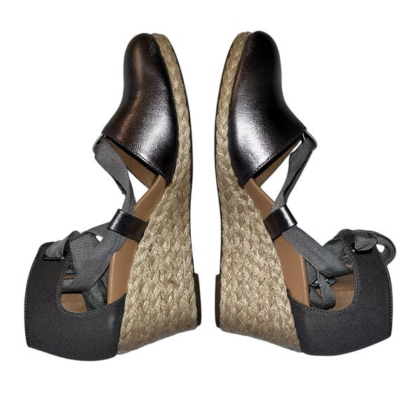 Vionic Kaitlyn Metallic Pewter Wedge Espadrille Size 7 Arch Support Comfort - Picture 5 of 12